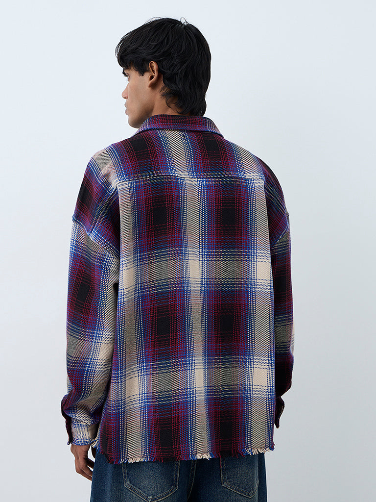 Nuon Multicolour Tartan Checkered Relaxed-Fit Cotton-Blend Shirt