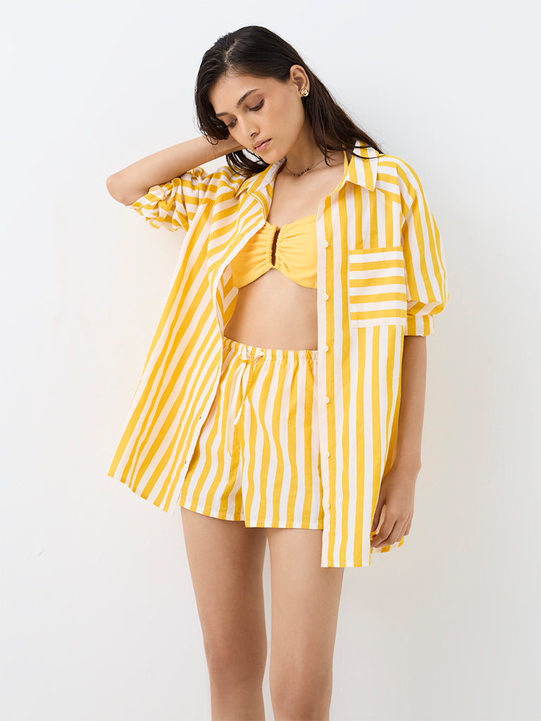 Wunderlove Swimwear Yellow Striped Shirt