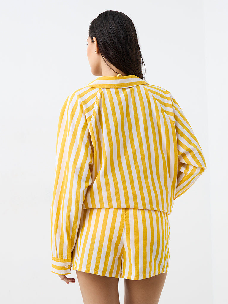 Wunderlove Swimwear Yellow Striped Shirt