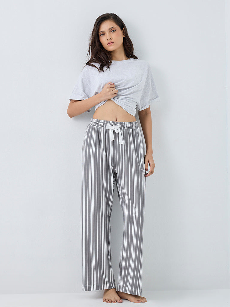 Wunderlove Charcoal Striped High-Rise Pants