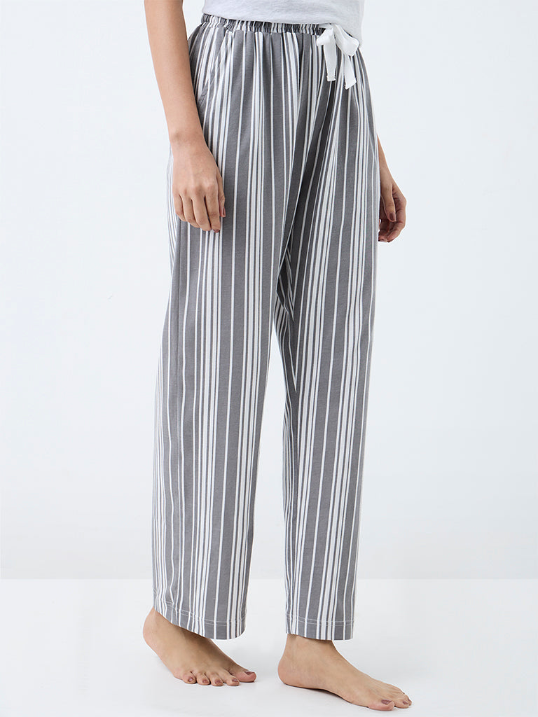 Wunderlove Charcoal Striped High-Rise Pants