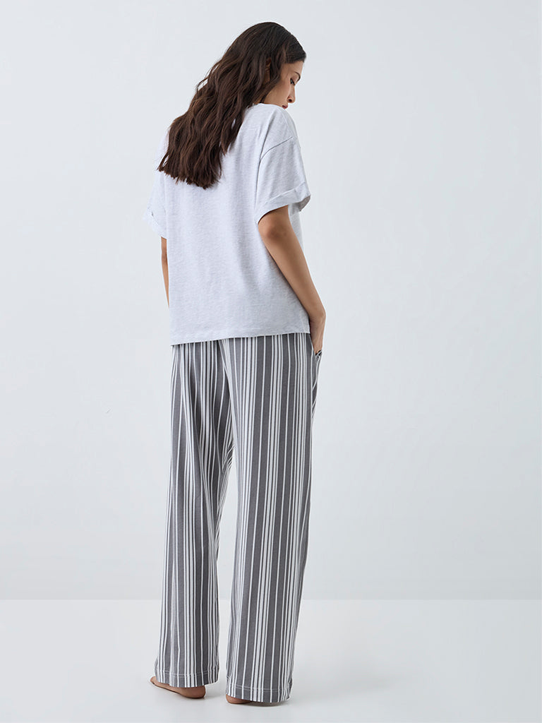 Wunderlove Charcoal Striped High-Rise Pants