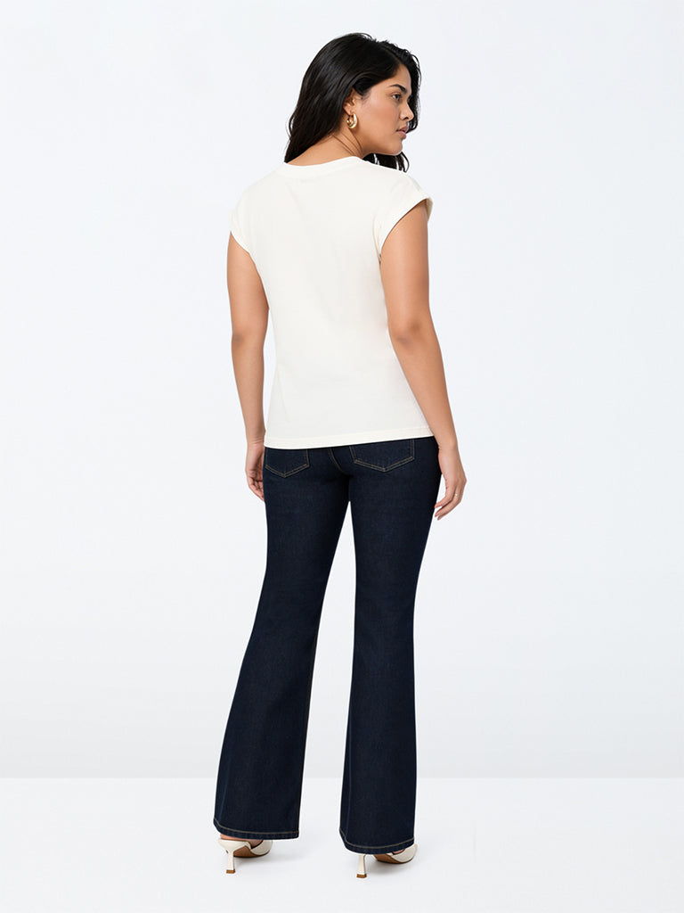 Gia Off-White Stud-Detail Top