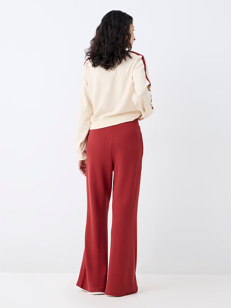 Nuoflexx Rust Solid High-Rise Flared Pants