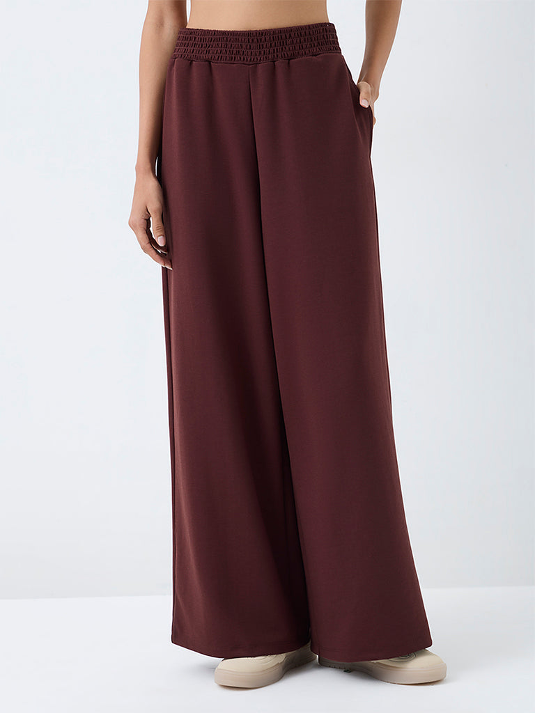 Nuoflexx Dark Brown Solid High-Rise Pants