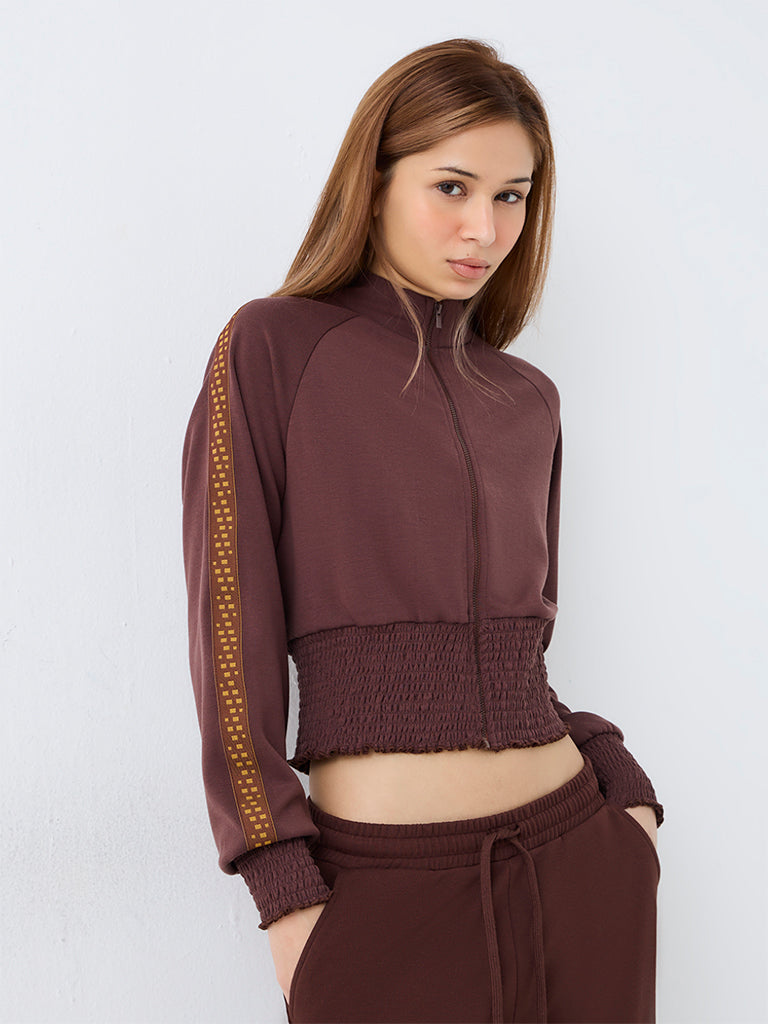 Nuoflexx Dark Brown Stripe-Detailed Jacket