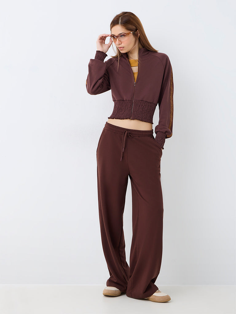Nuoflexx Dark Brown Stripe-Detailed Jacket