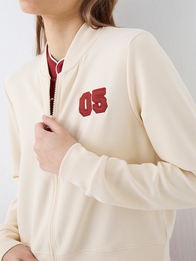 Nuoflexx Light Beige Numerical Design Jacket