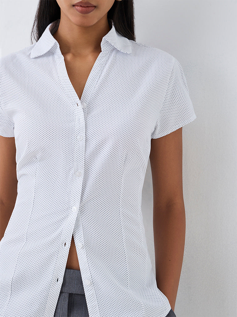 Wardrobe Ivory Dot Printed Cotton-Blend Shirt
