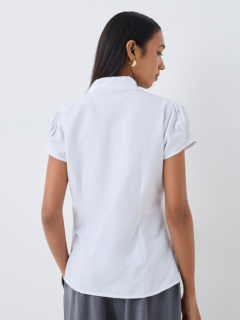 Wardrobe Ivory Dot Printed Cotton-Blend Shirt