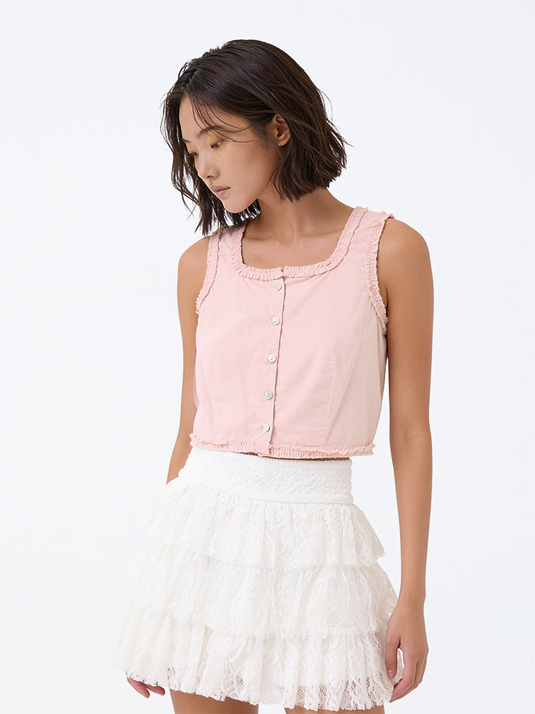 Y&F Kids Girls Pink Solid Cotton Top