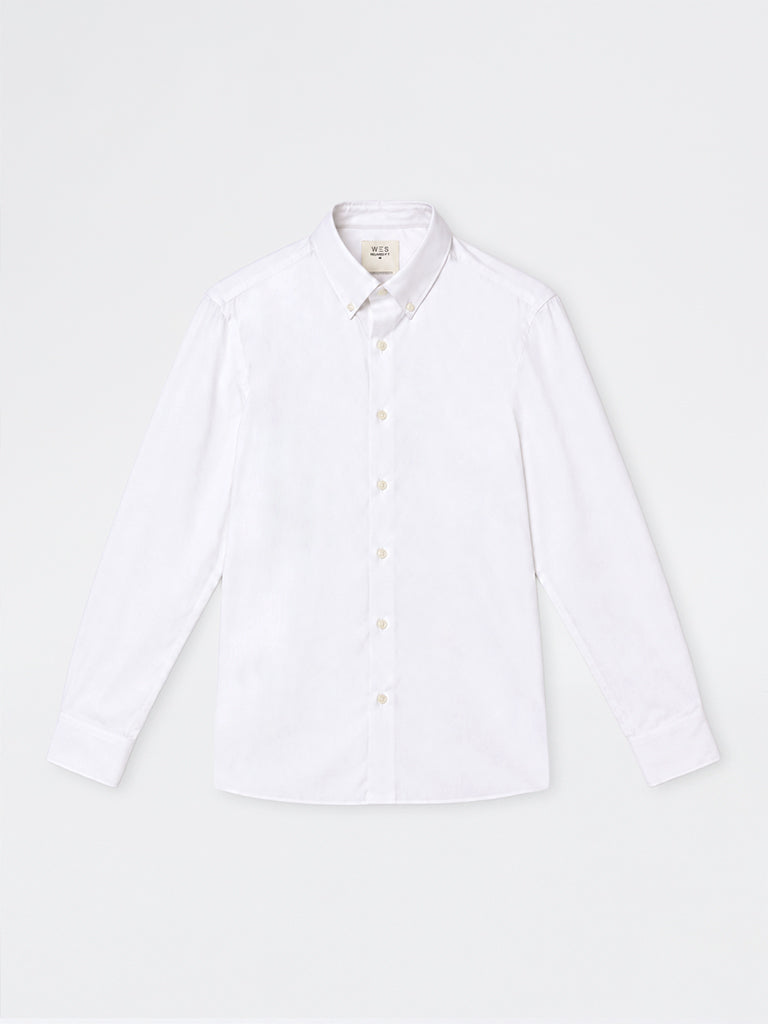 WES Formals White Solid Relaxed-Fit Cotton Shirt