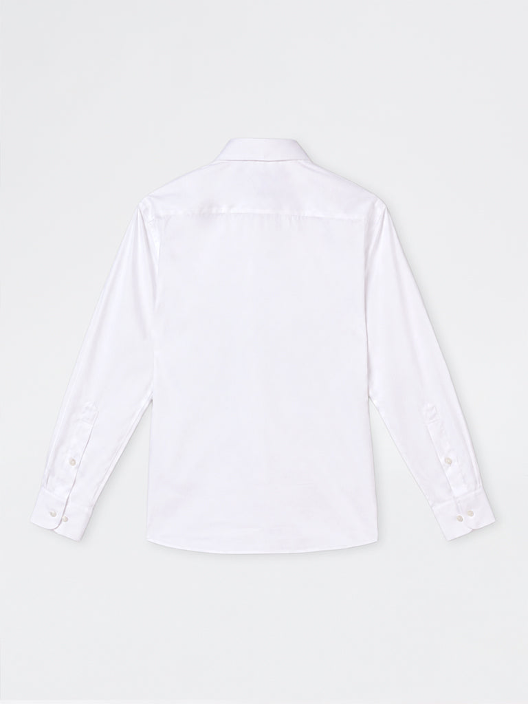 WES Formals White Solid Relaxed-Fit Cotton Shirt