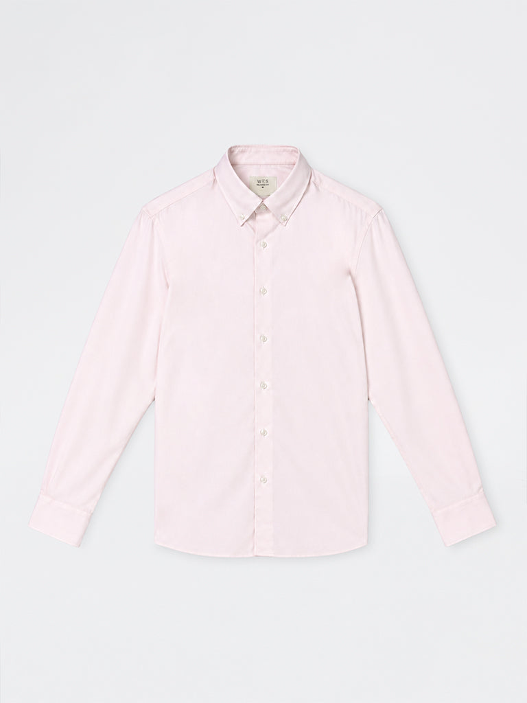 WES Formals Light Pink Solid Slim-Fit Cotton Shirt