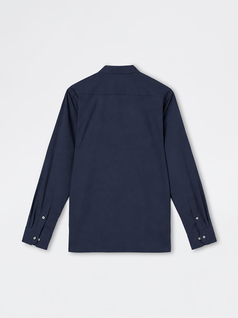 WES Formals Navy Solid Slim-Fit Shirt