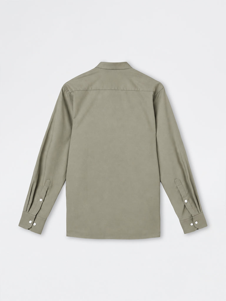 WES Formals Sage Solid Slim-Fit Shirt