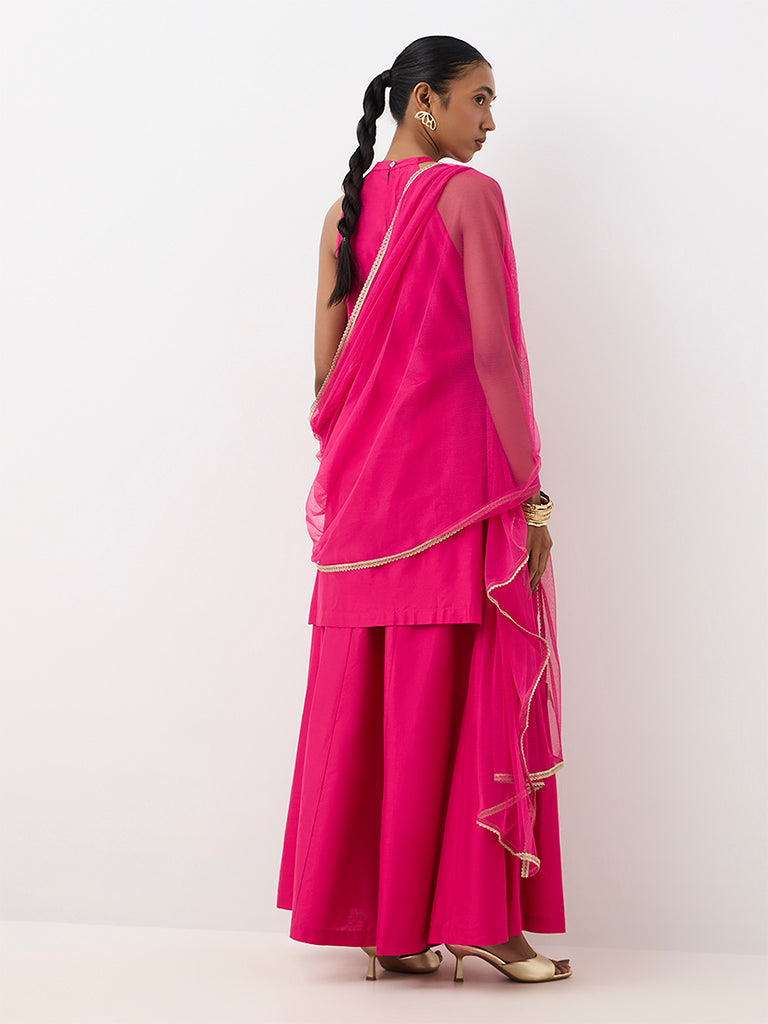 Vark Fuchsia Nature-Inspired A-Line Ethnic Set