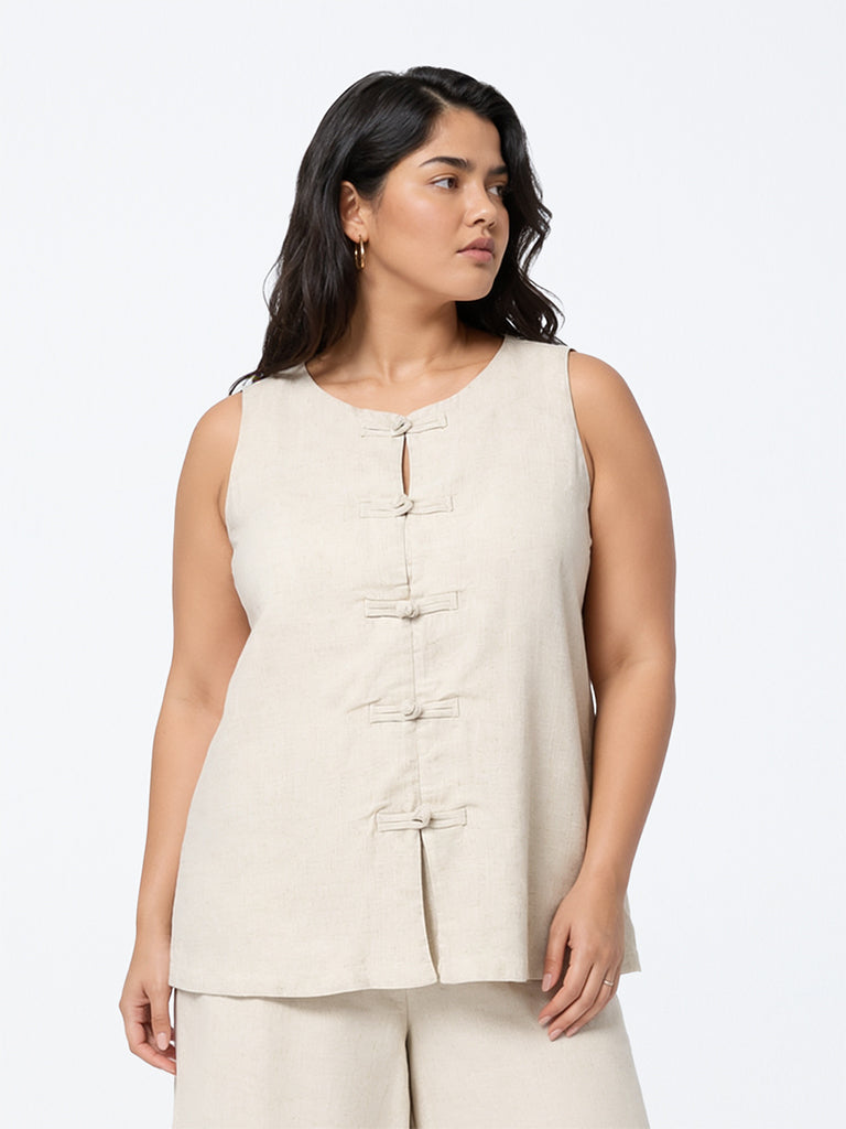 Gia Light Beige Solid Top with Frog Fastening