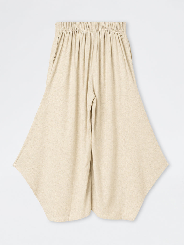 Gia Beige High-Rise Asymmetrical Trousers
