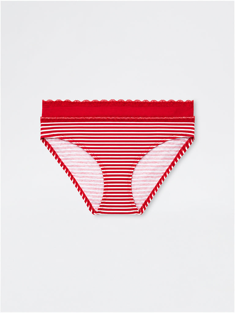 Superstar Red Solid Cotton-Blend Bikini Briefs - Pack of 2