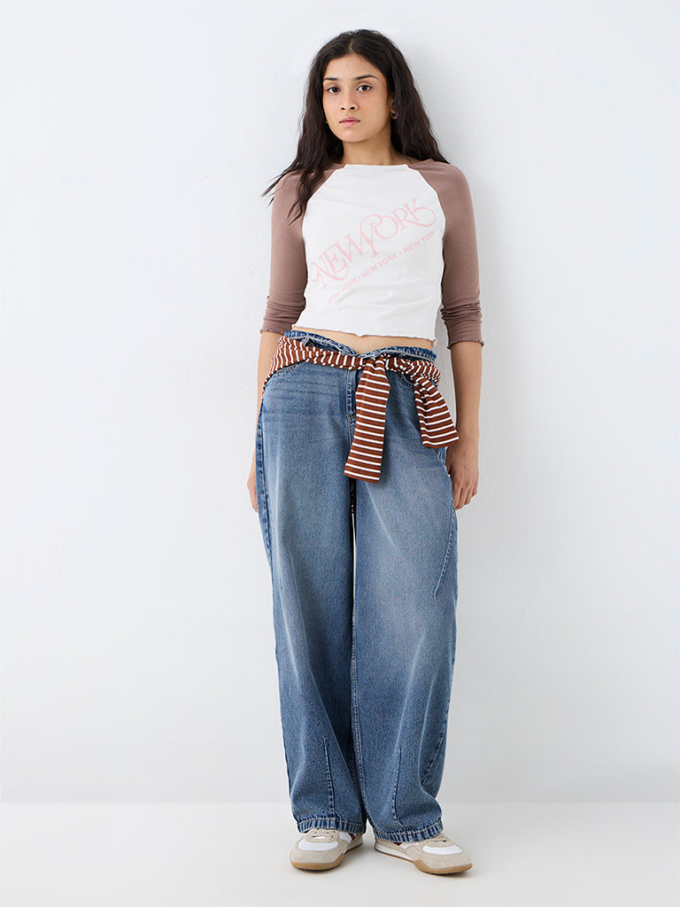 Nuon White Text Design Cotton-Blend T-Shirt