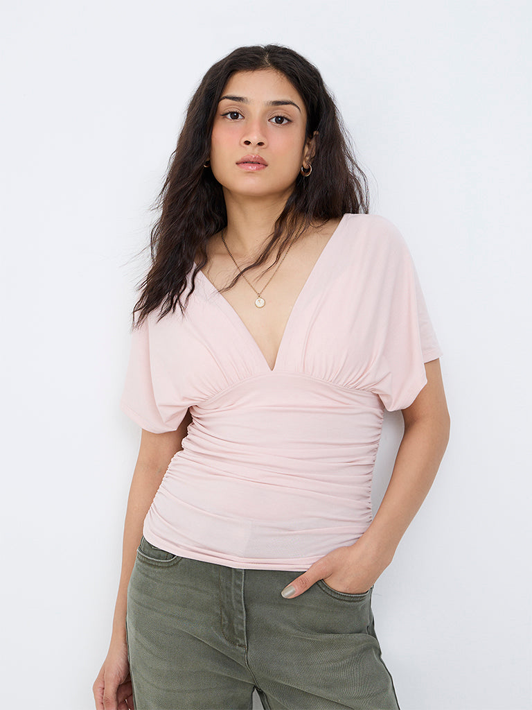Nuon Light Pink Ruched Top