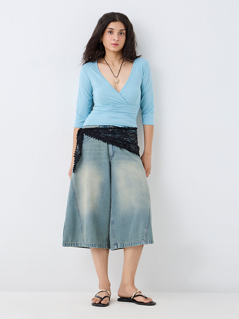 Nuon Light Blue Solid Top