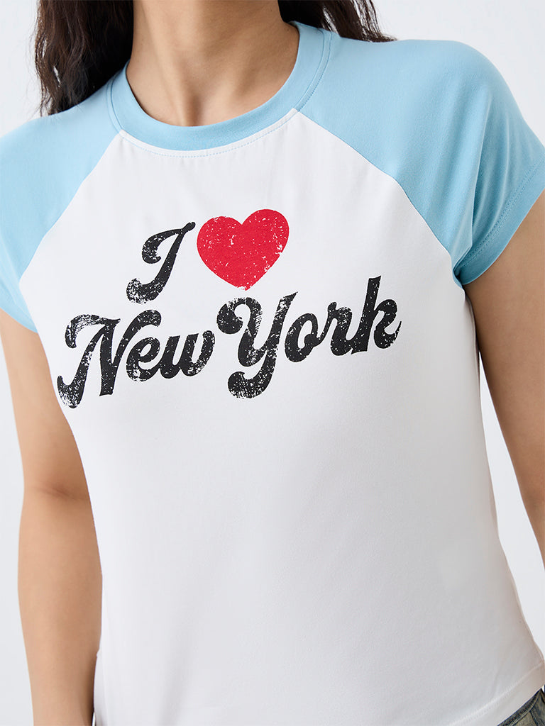 Nuon White Text Design Cotton-Blend T-Shirt