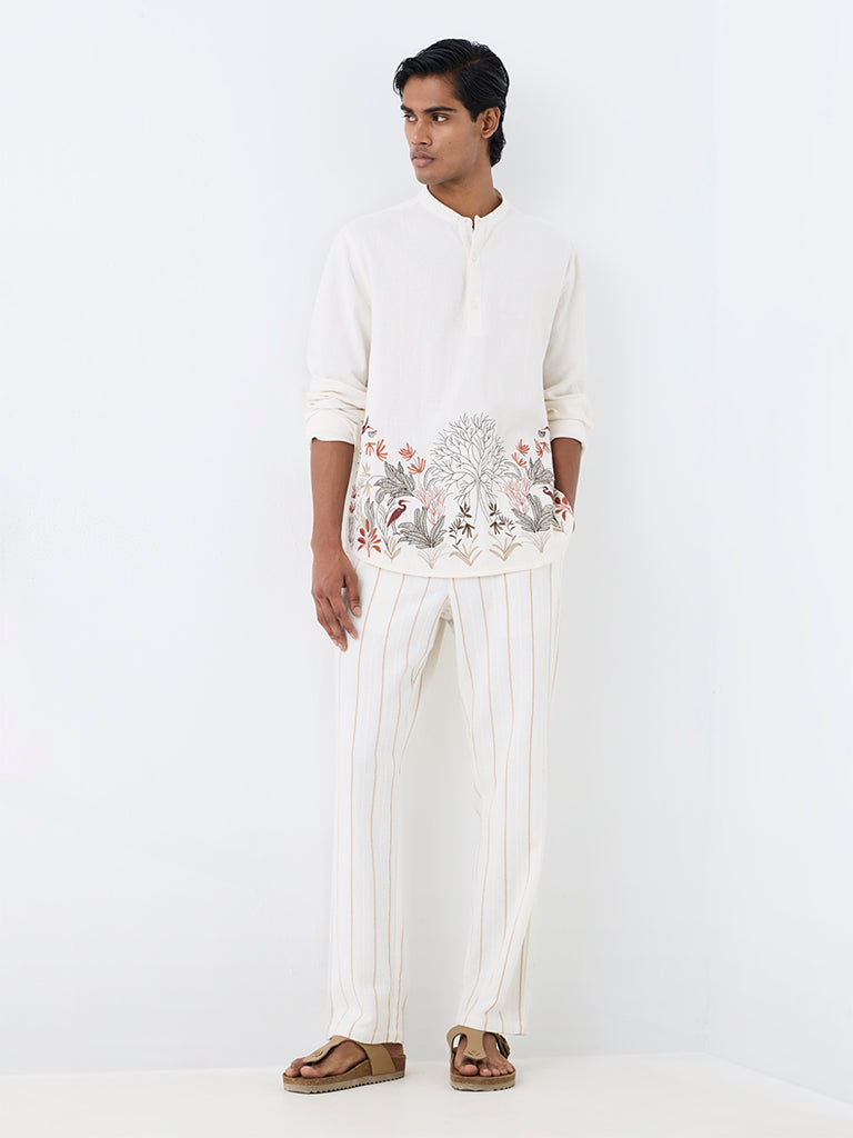 ETA Off-White Foliage Embroidered Relaxed-Fit Cotton Shirt
