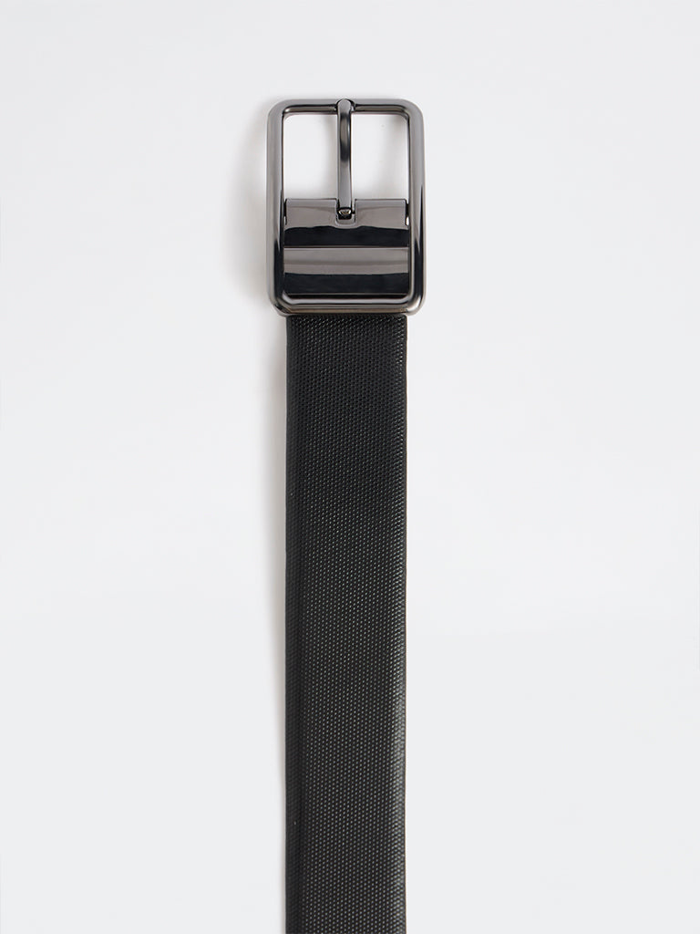 WES Formals by Westside Black Textured Rectangular Buckle Belt