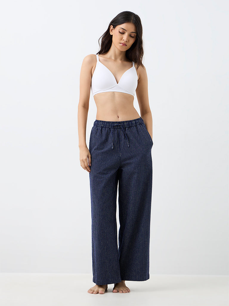 Wunderlove Navy Striped High-Rise Pants