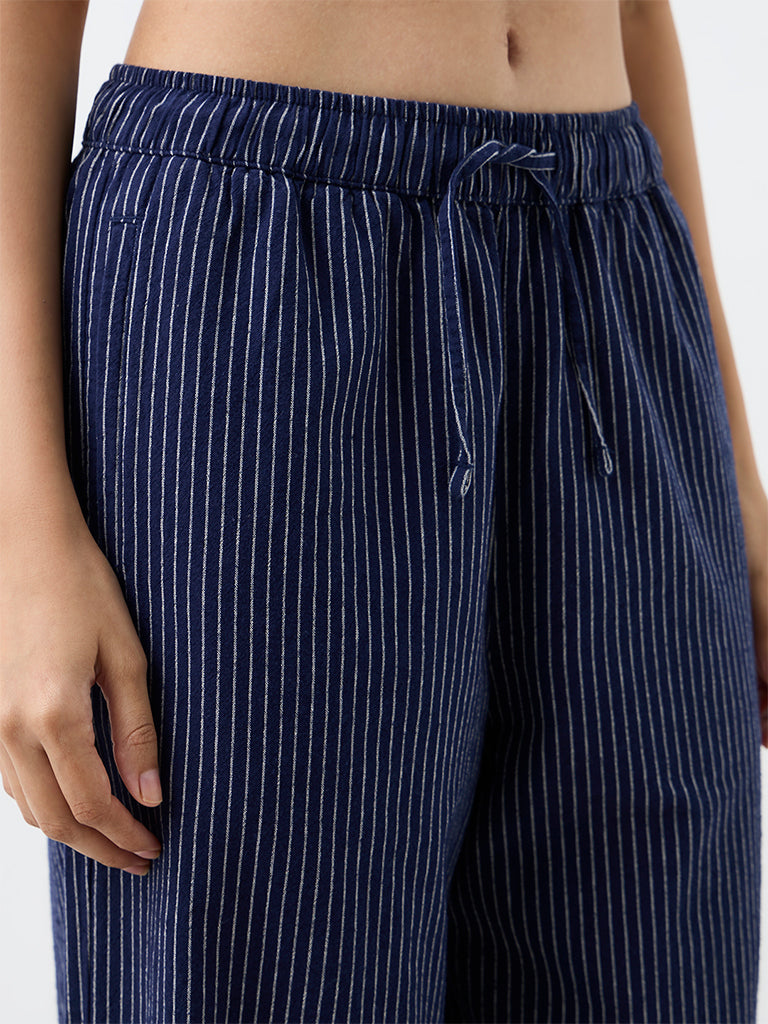 Wunderlove Navy Striped High-Rise Pants