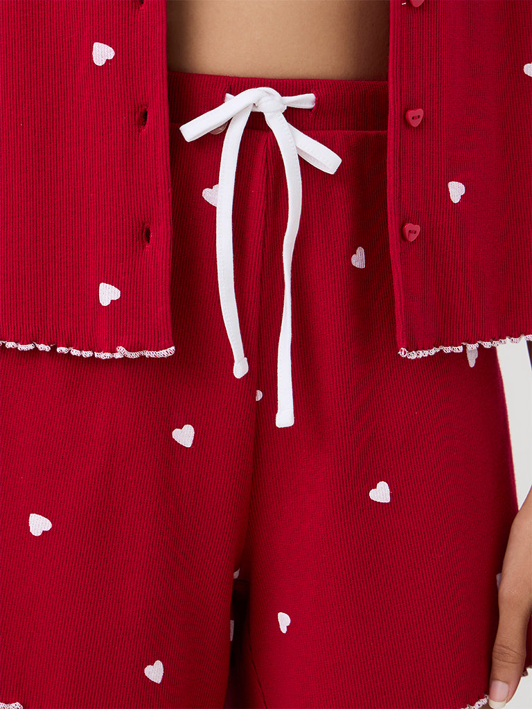 Superstar Red Heart Printed High-Rise Cotton-Blend Shorts