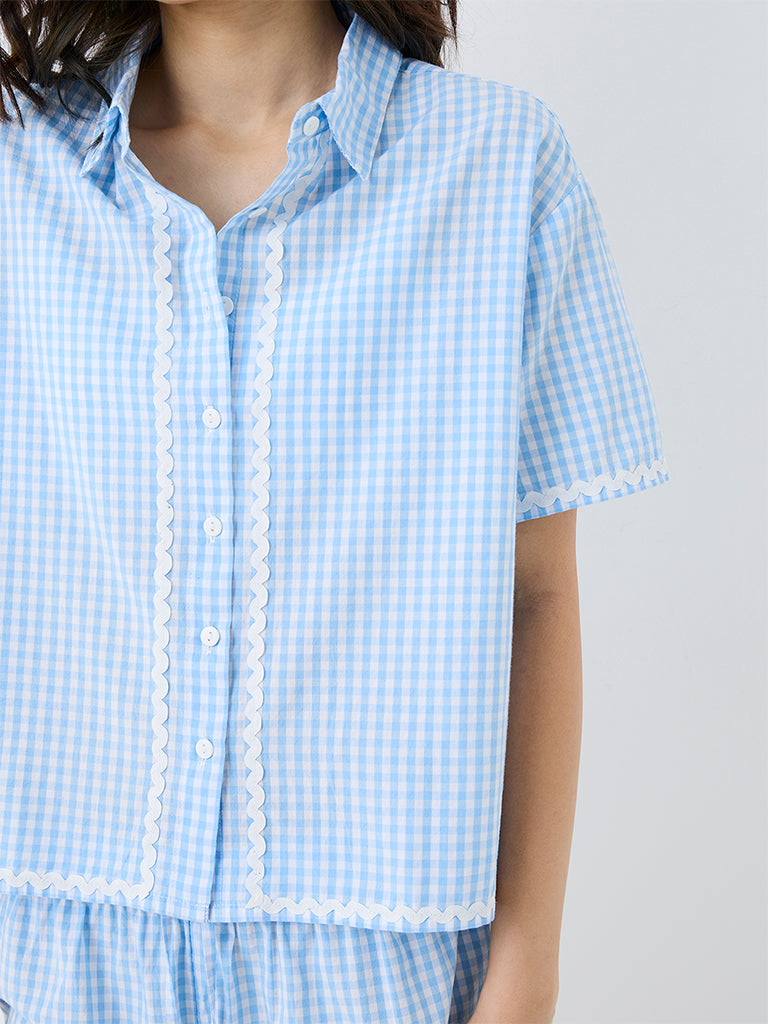 Superstar Blue Gingham Checkered Shirt