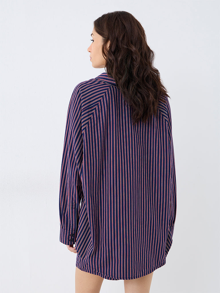 Superstar Navy Striped Cotton Shirt