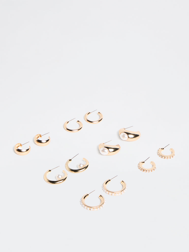 Westside Accessories Gold Pearlescent Hoop Earrings - Pack of 6