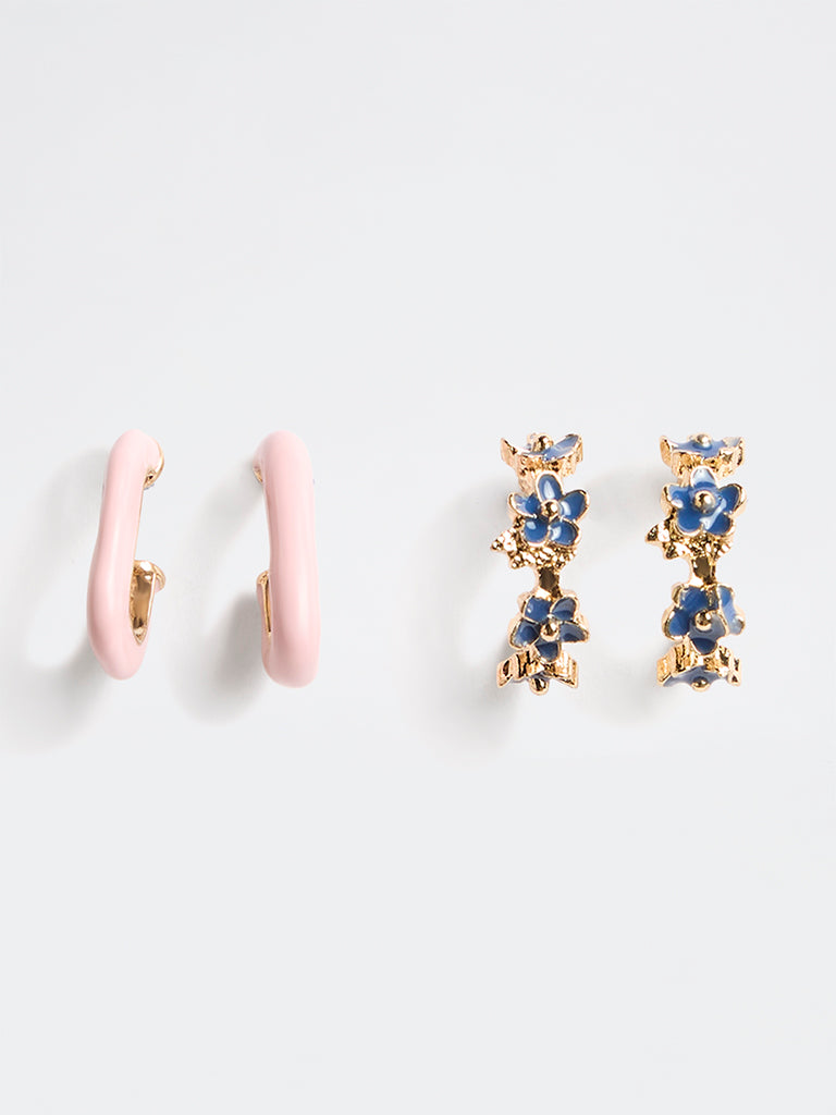 Westside Accessories Multicolour Hoop Earrings - Pack of 2