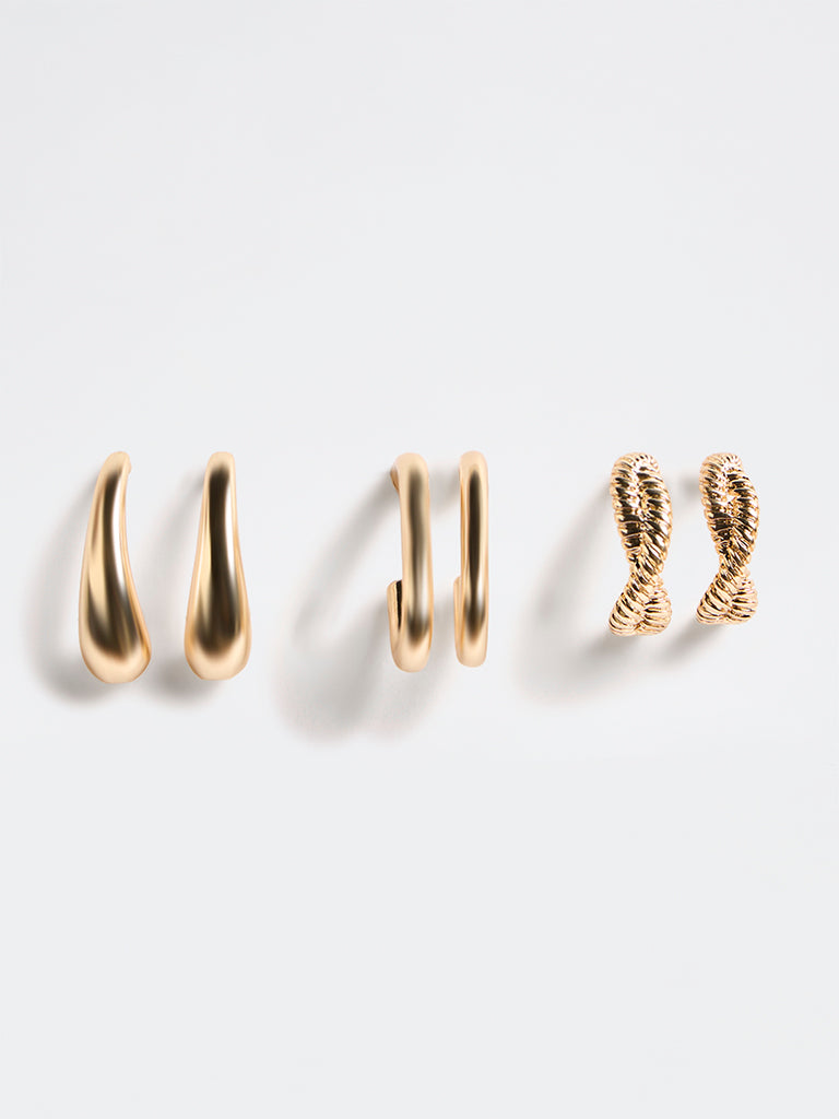 Westside Accessories Gold Multi-Hoop Earrings - Pack of 3