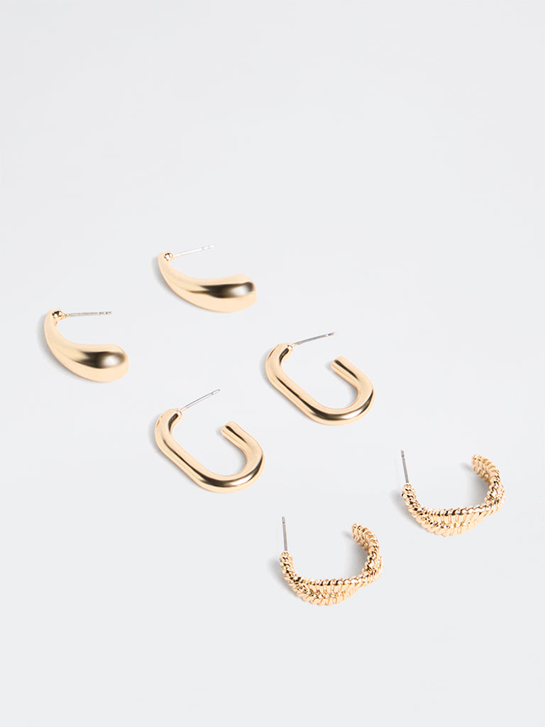Westside Accessories Gold Multi-Hoop Earrings - Pack of 3
