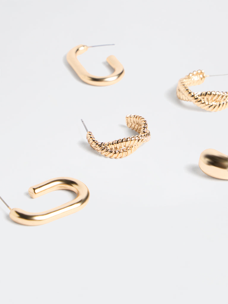 Westside Accessories Gold Multi-Hoop Earrings - Pack of 3