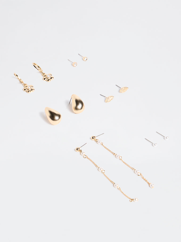Westside Accessories Gold Hoop and Stud Earrings - Pack of 6