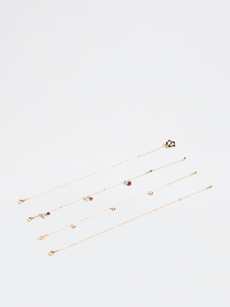 Westside Accessories Gold Multi Chain Bracelets - Pack of 4