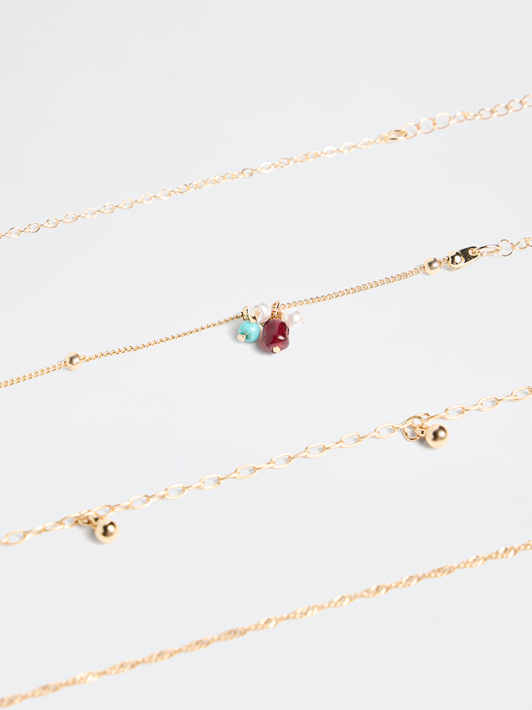 Westside Accessories Gold Multi Chain Bracelets - Pack of 4