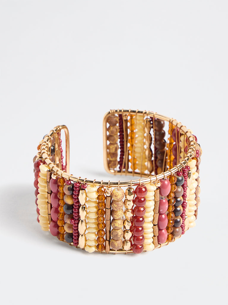 Westside Accessories Multicolour Beaded Open Cuff Bracelet