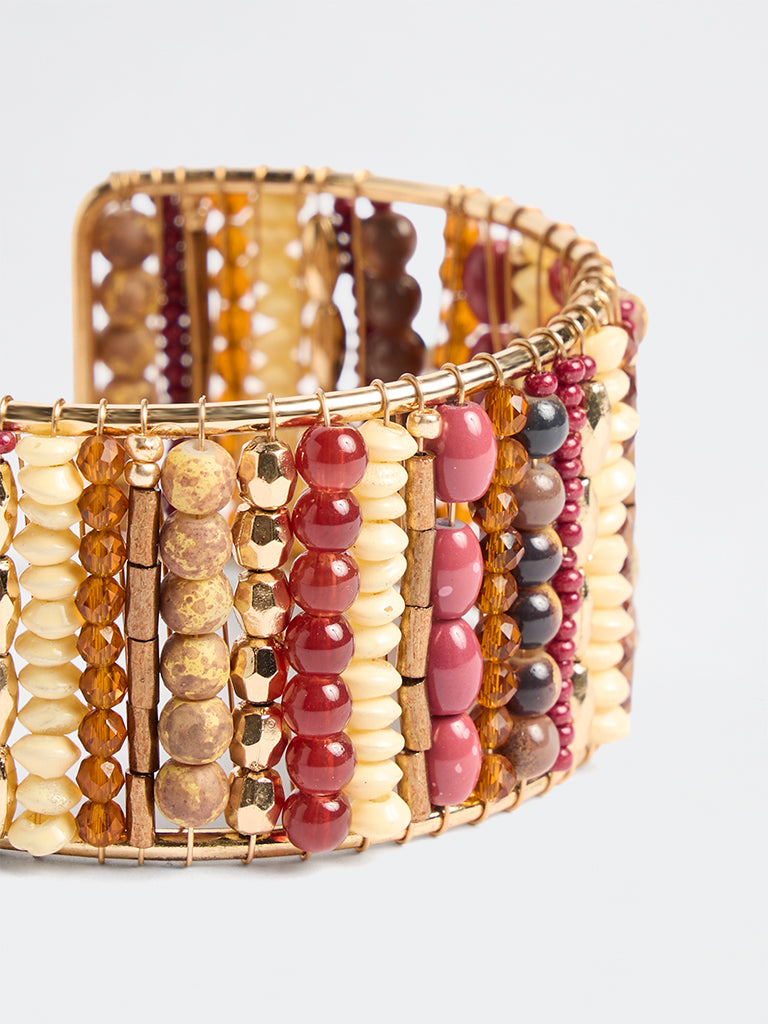 Westside Accessories Multicolour Beaded Open Cuff Bracelet