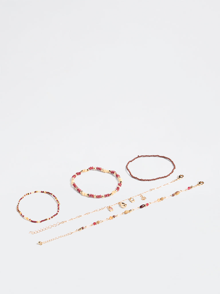 Westside Accessories Multicolour Beaded Multi-Stack Bracelets - Pack of 5