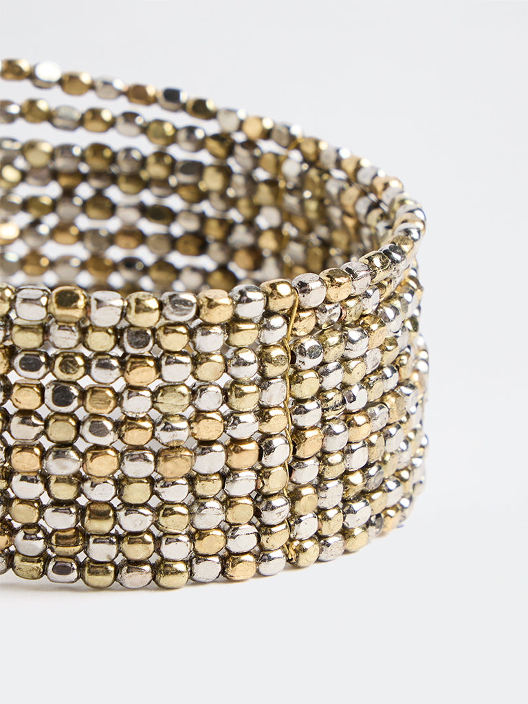 Westside Accessories Gold and Silver Beaded Coiled Bracelet