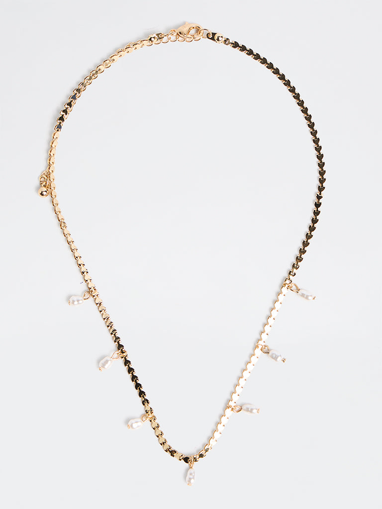 Westside Accessories Gold Pearlescent Charm Necklace