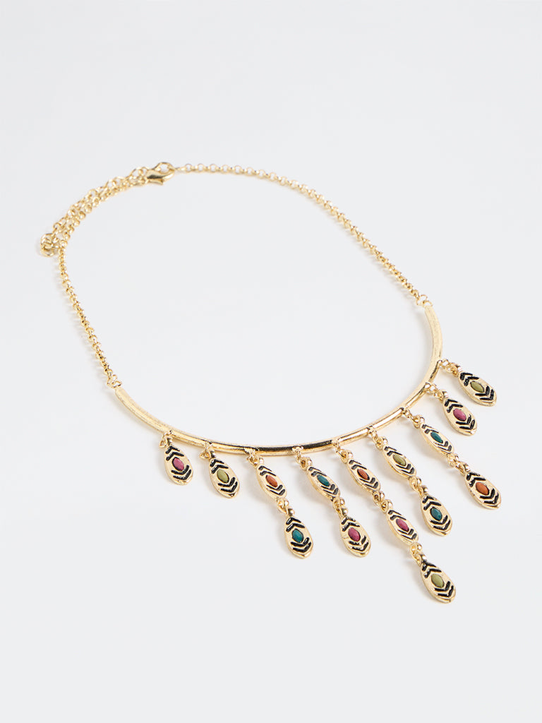 Westside Accessories Gold Stone-Detail Statement Collar Necklace