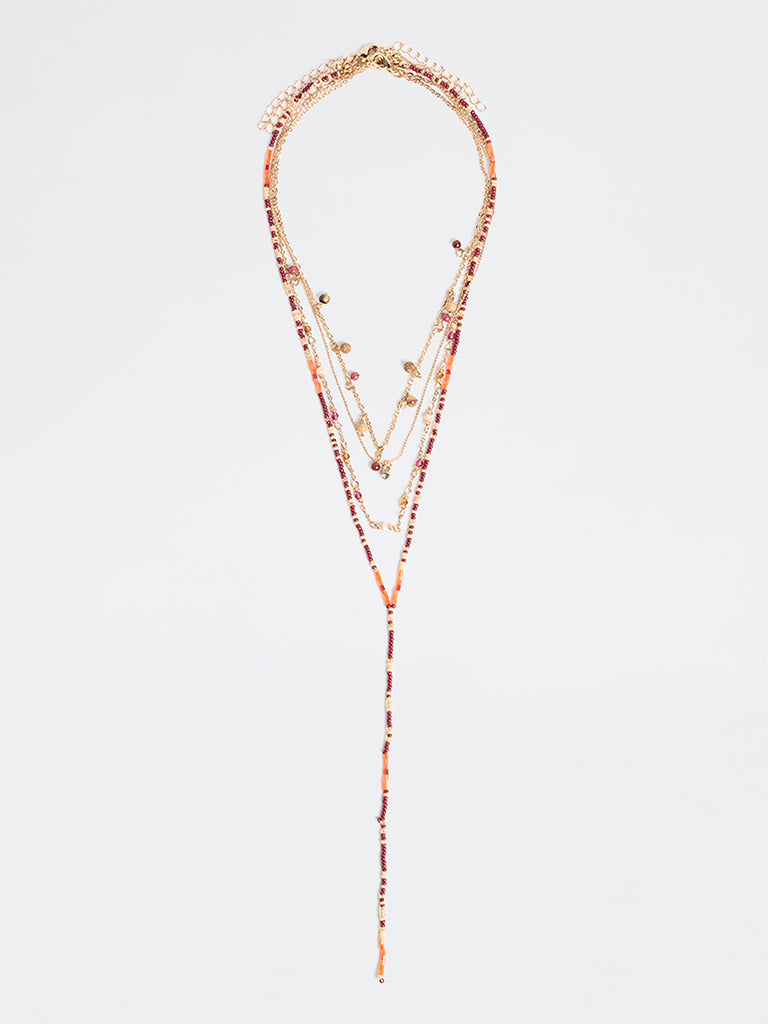 Westside Accessories Multicolour 4-Layer Y-Chain Beaded Necklace